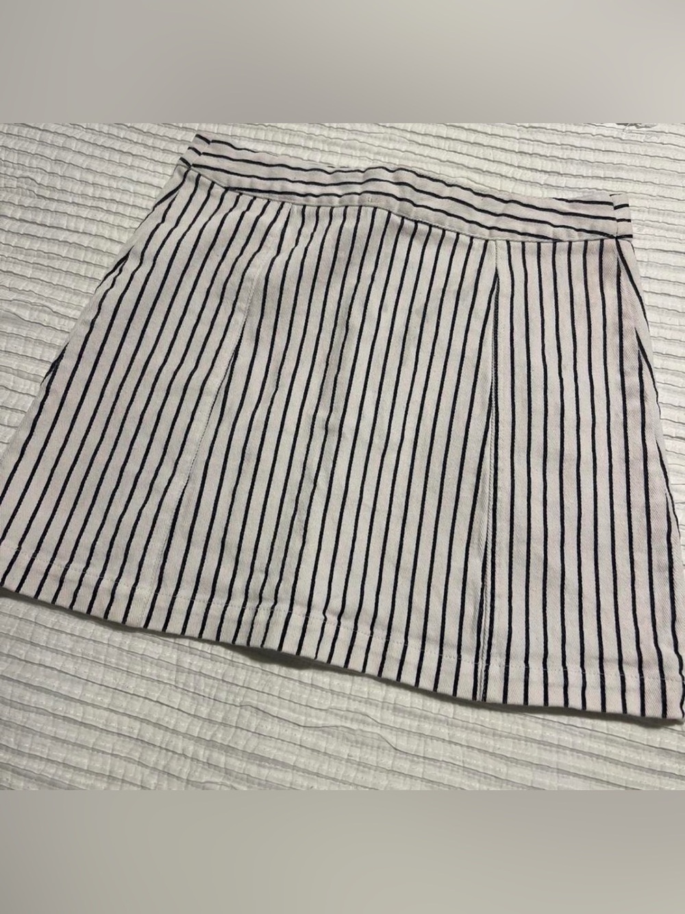 Altar’d State SmallStriped Button-Front Women’s Skirt - White with Black Stripes - Picture 2 of 2